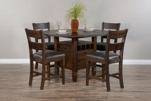 Homestead - Round Counter Height 5 Piece Side Chair Dining Set - Tobacco Leaf