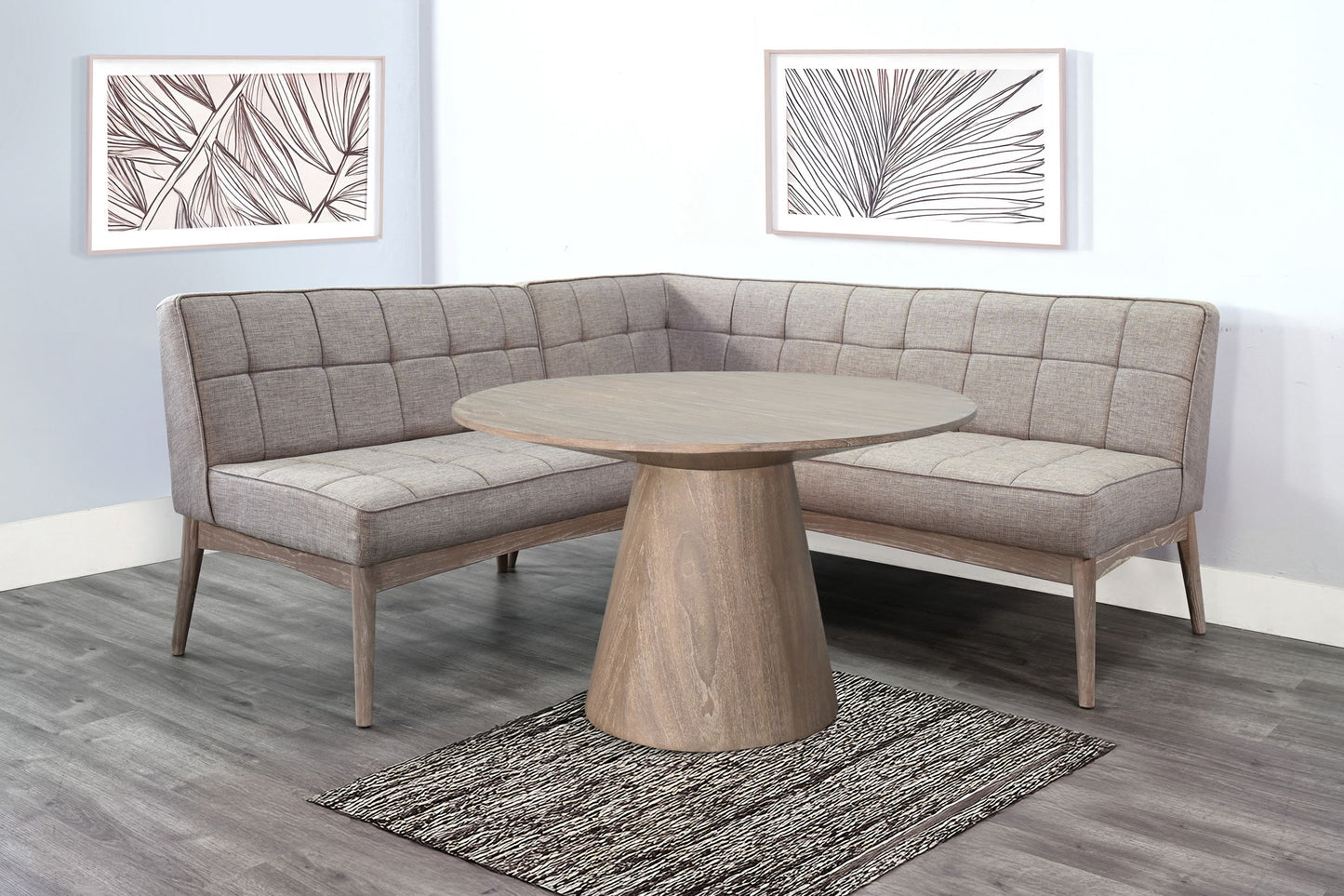 Mia - Tufted Upholstered Corner Dining Bench - Wheat