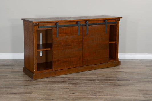 Santa Fe - TV Console With Barn Door - Dark Chocolate