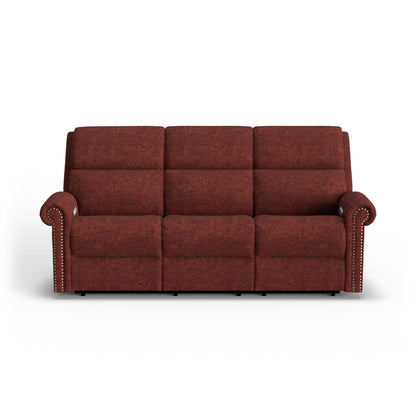 Bernard - Power Reclining Sofa With Console, Power Headrests & Lumbar, Nailhead Trim