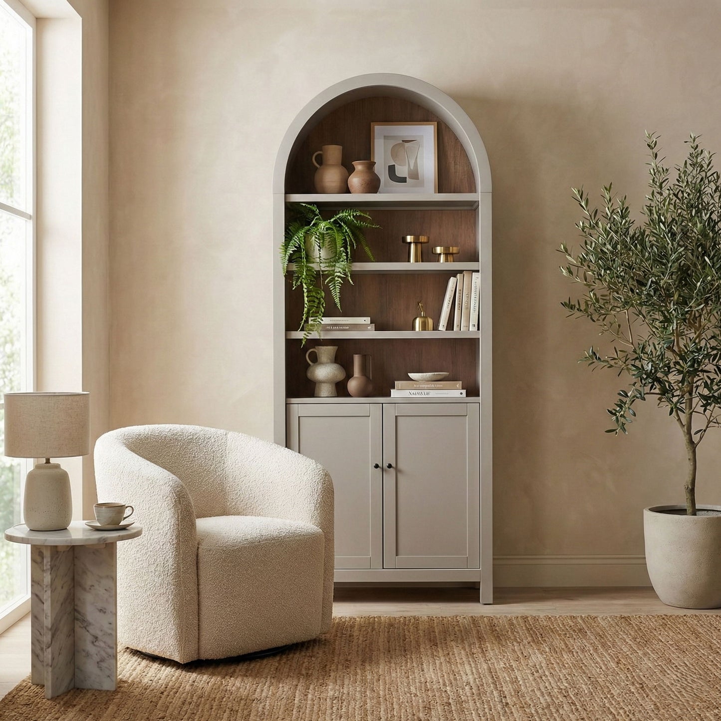 Arched Display Cabinet With Doors