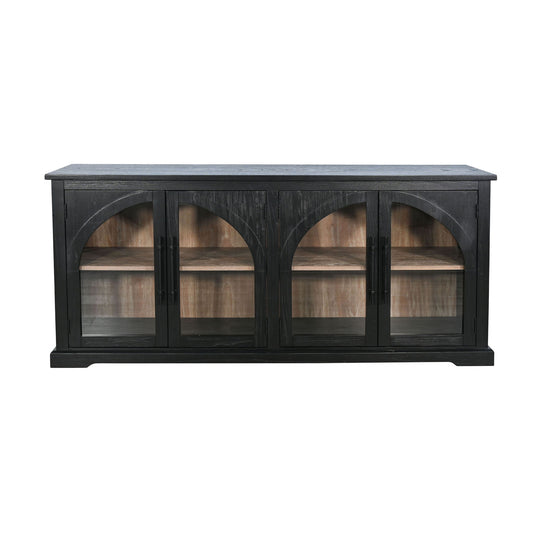 Elena - Modern Wood Display Cabinet With Arched Glass Doors