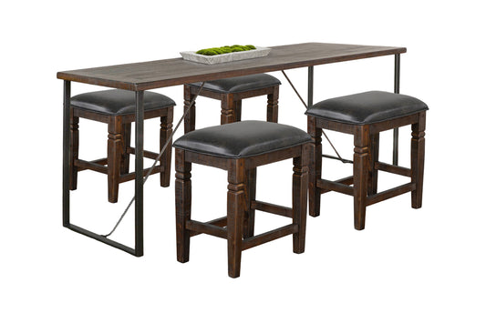 Newport - Counter Upholstered Height Friendship Set - Tobacco Leaf