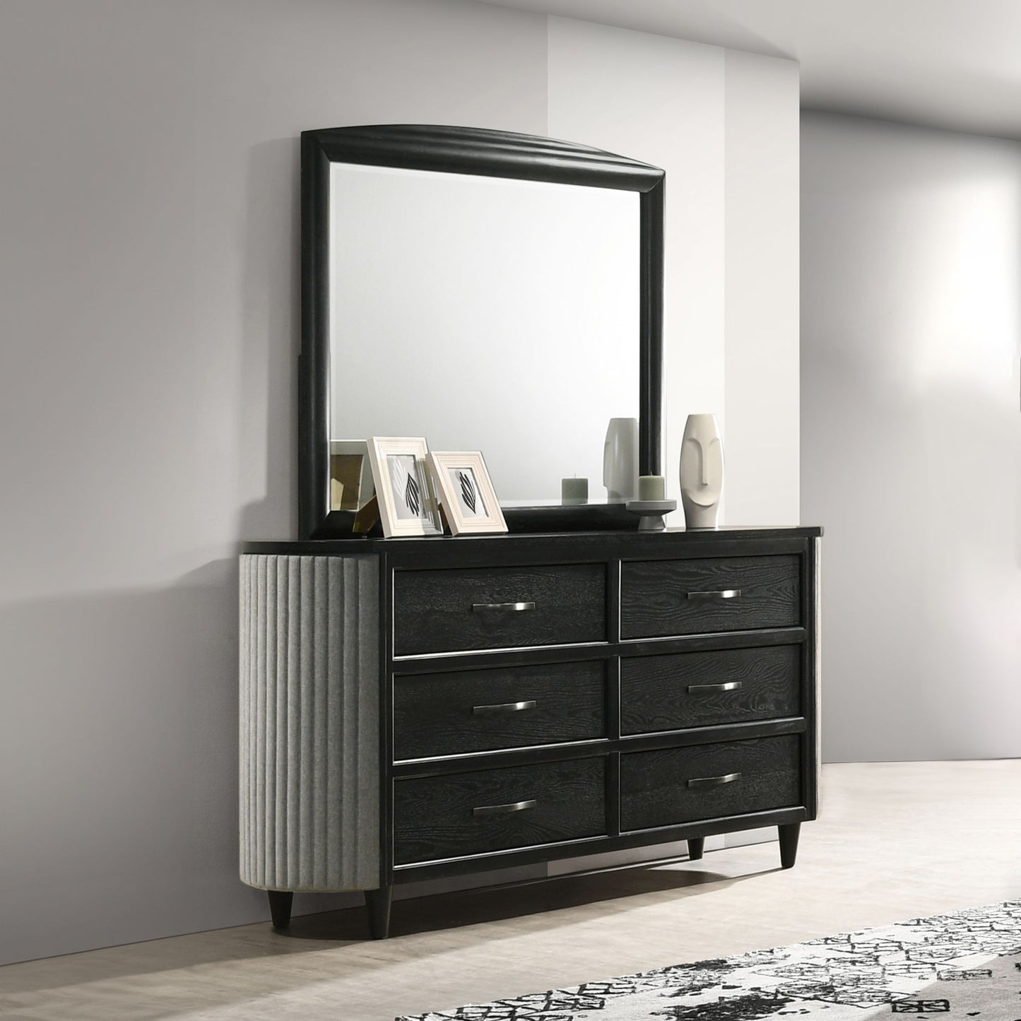 Skyline - Dresser & Mirror - Black / Gray