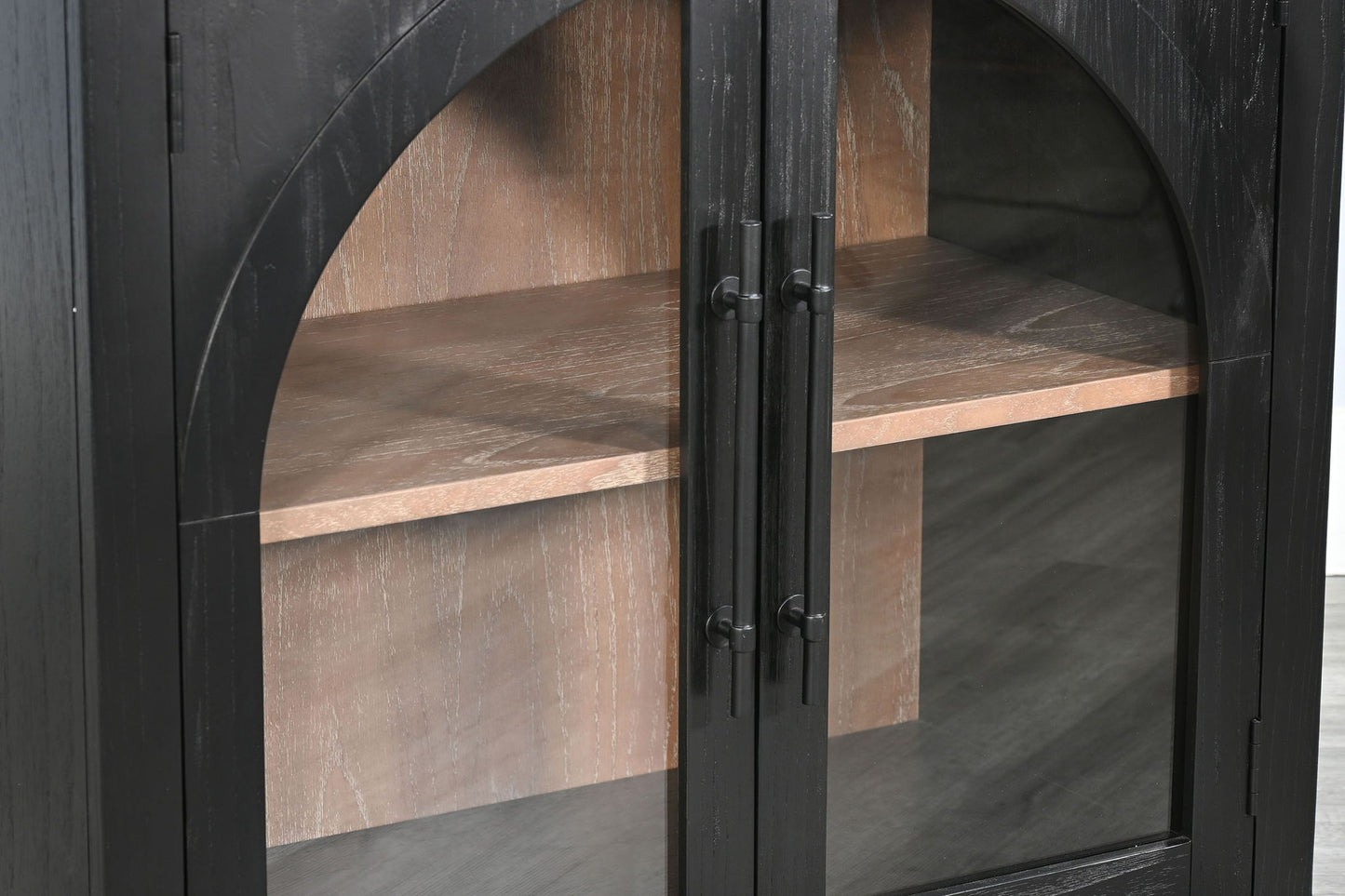 Elena - Modern Wood Display Cabinet With Arched Glass Doors