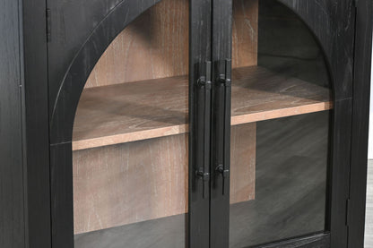 Elena - Modern Wood Display Cabinet With Arched Glass Doors