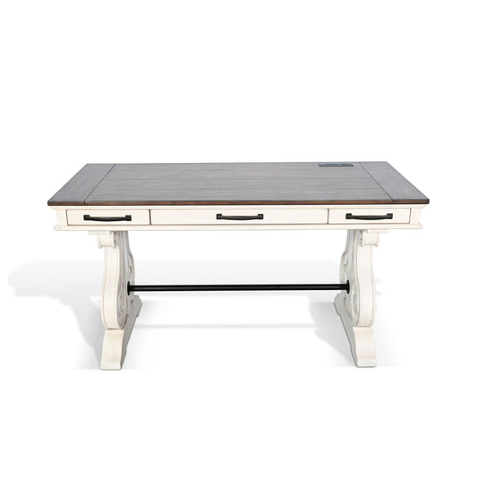 Pasadena - Desk With Power Strip - Buckskin / Marble White