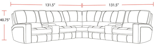 Rockford - 7 Piece Modular Power Reclining Sectional With Power Adjustable Headrests - Verona Saddle
