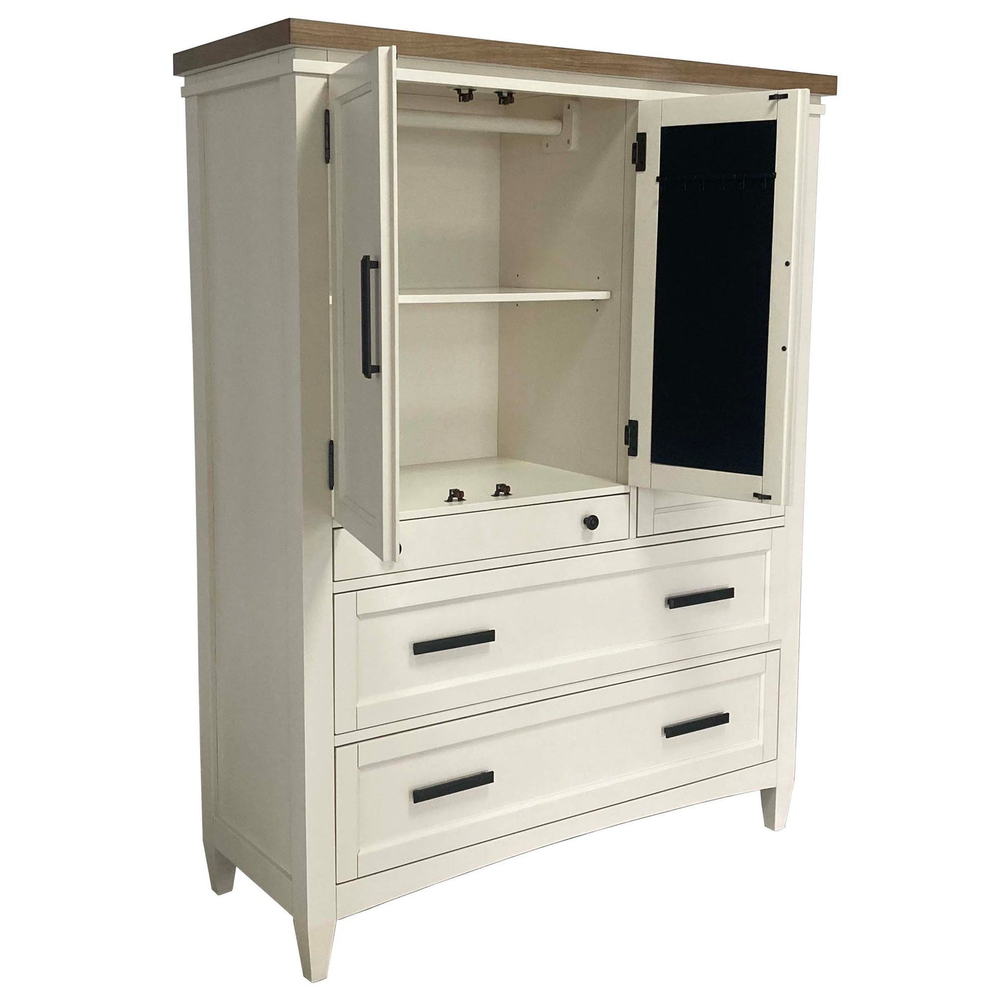 Americana Modern Bedroom - 7 Drawer Door Chest With Workstation - Cotton