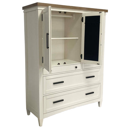 Americana Modern Bedroom - 7 Drawer Door Chest With Workstation - Cotton