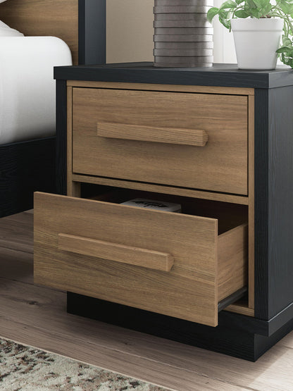 Kozmour - Two Drawer Night Stand - Black / Brown