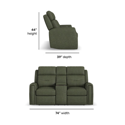 Felix - Power Reclining Loveseat With Console, Power Headrest, Lumbar, Heat & Massage