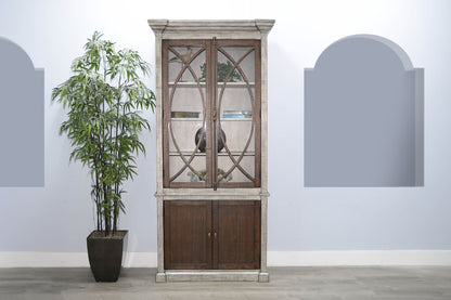 Homestead Hills - Two-Tone Display Cabinet With Glass Doors - Tobacco Leaf / Alpine Gray