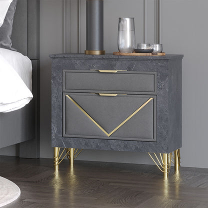Symmetry - 2 Drawer Nightstand - Charcoal