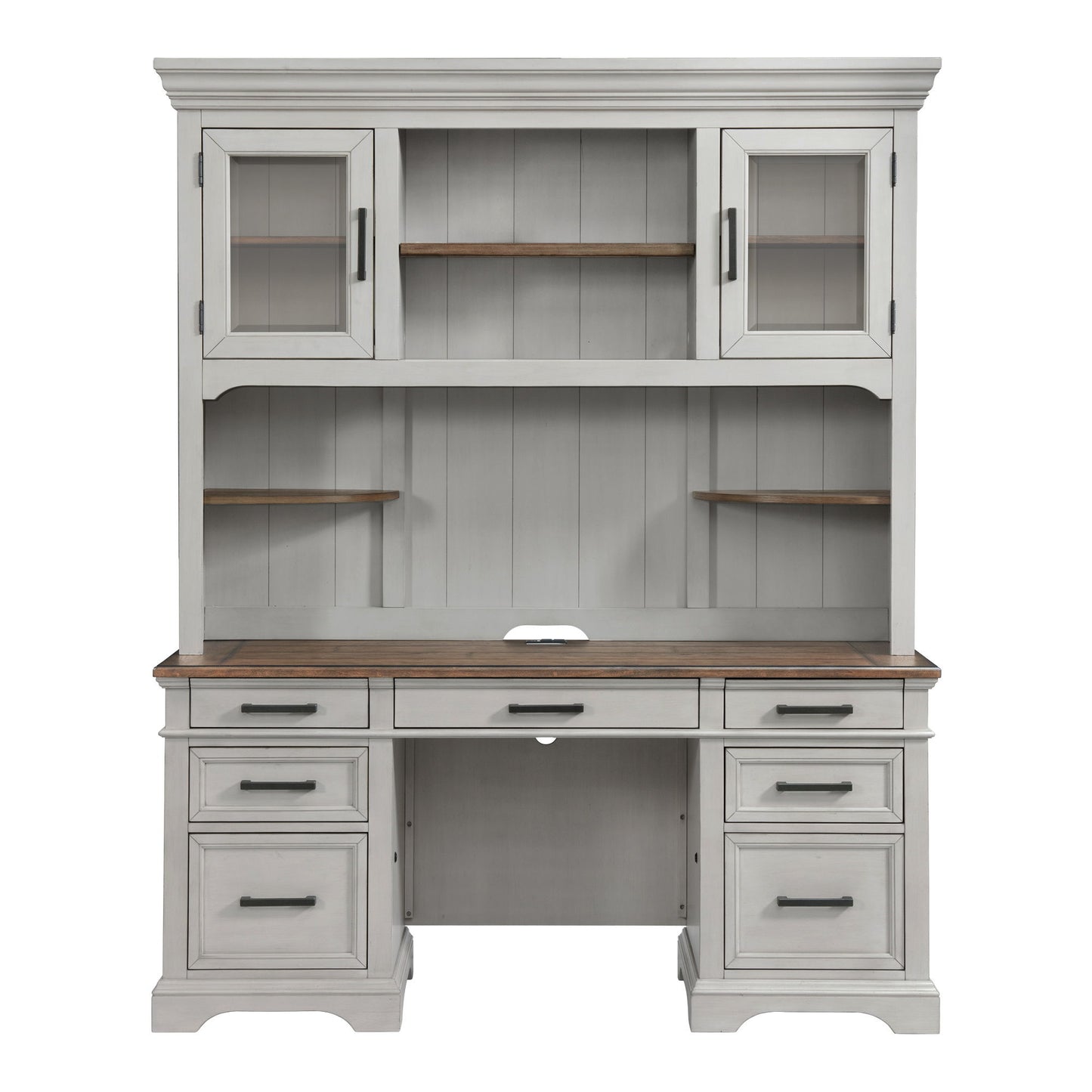 Drake - 66" Credenza - Rustic White / French Oak
