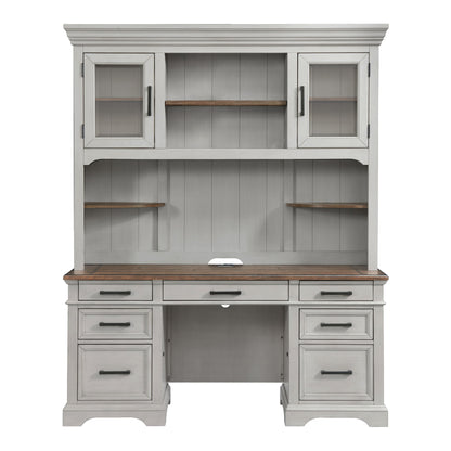 Drake - 66" Credenza - Rustic White / French Oak