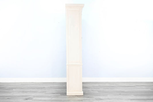 Two-Tone Display Cabinet With Glass Doors - Buckskin / Marble White