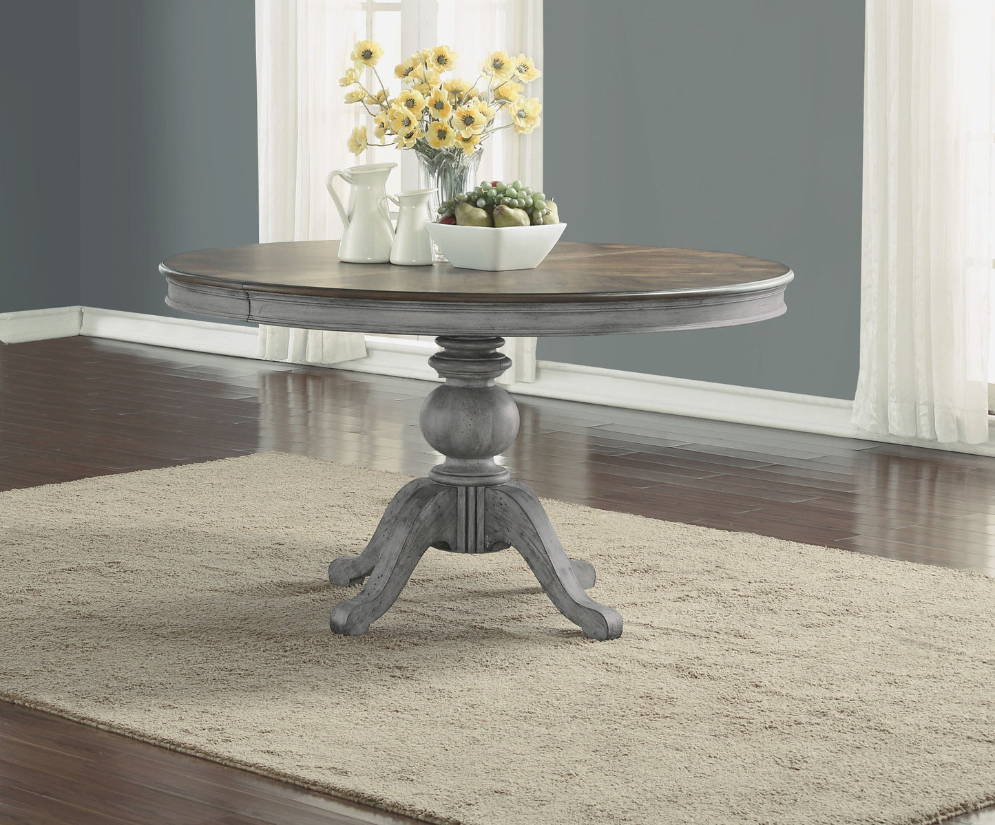 Plymouth - Round Pedestal Dining Table - Gray
