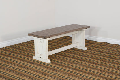 Pasadena - Wood Side Bench - Buckskin / Marble White