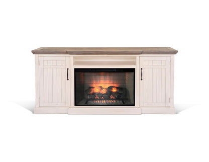 Pasadena - TV Console With Fireplace Option - Buckskin / Marble White