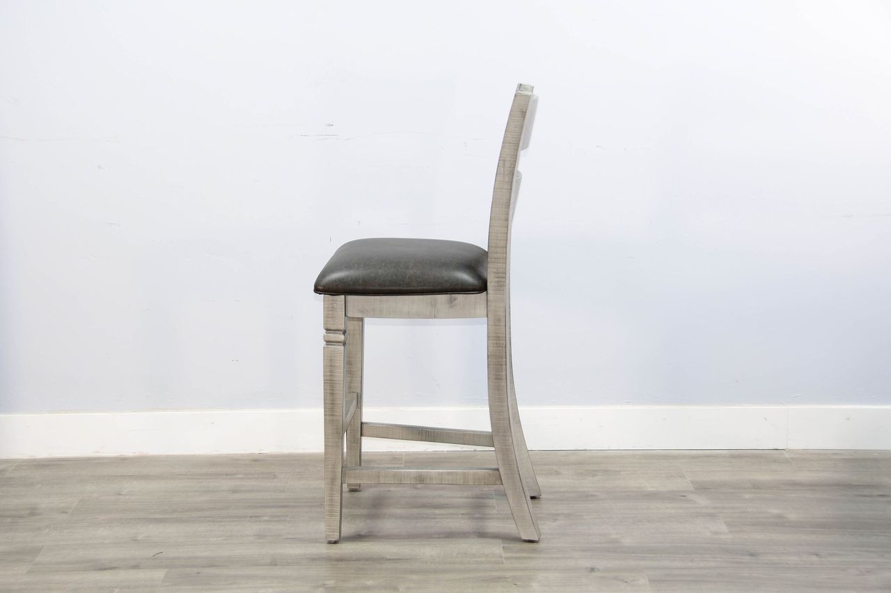 Alpine - Bar Ladderback Barstool, Cushion Seat (Set of 2) - Gray