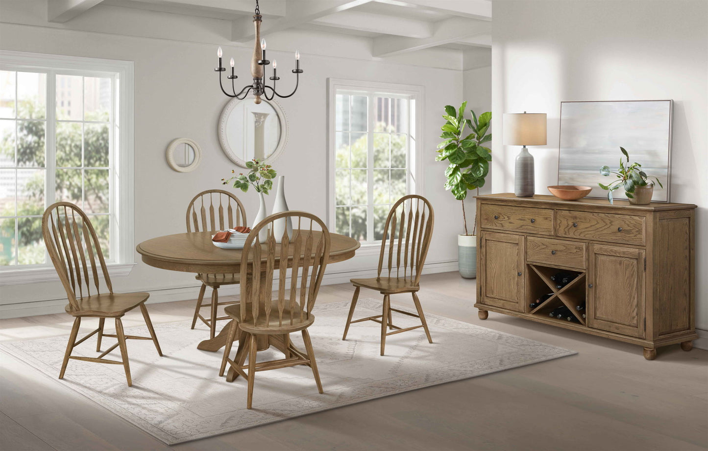 Colonial Oak - Round Pedestal Table - Weathered Chestnut