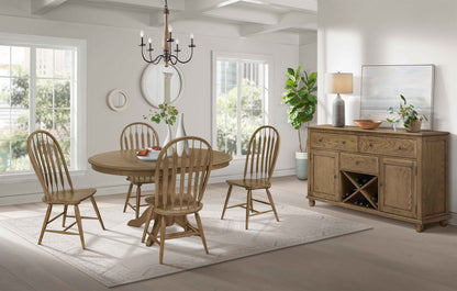 Colonial Oak - Round Pedestal Table - Weathered Chestnut