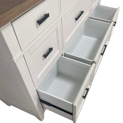 Americana Modern Bedroom - 9 Drawer Dresser And Mirror - Cotton
