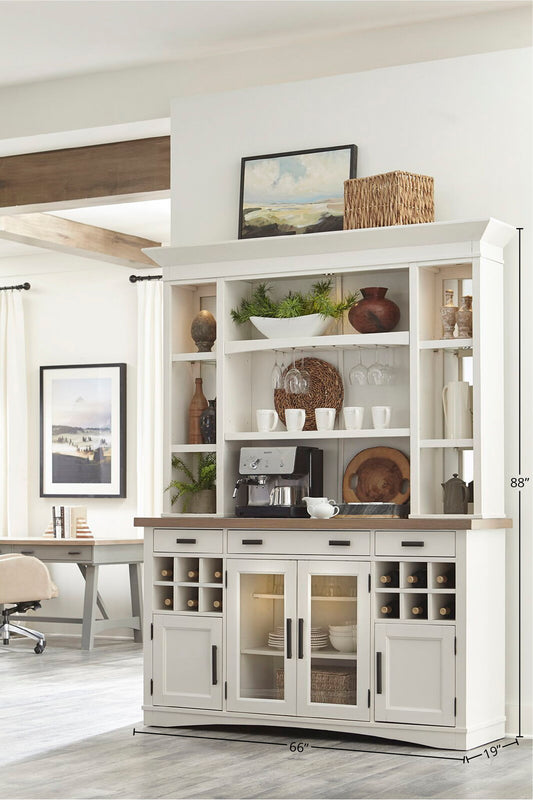 Americana Modern Dining - Buffet And Display Hutch With Quartz Insert - Cotton