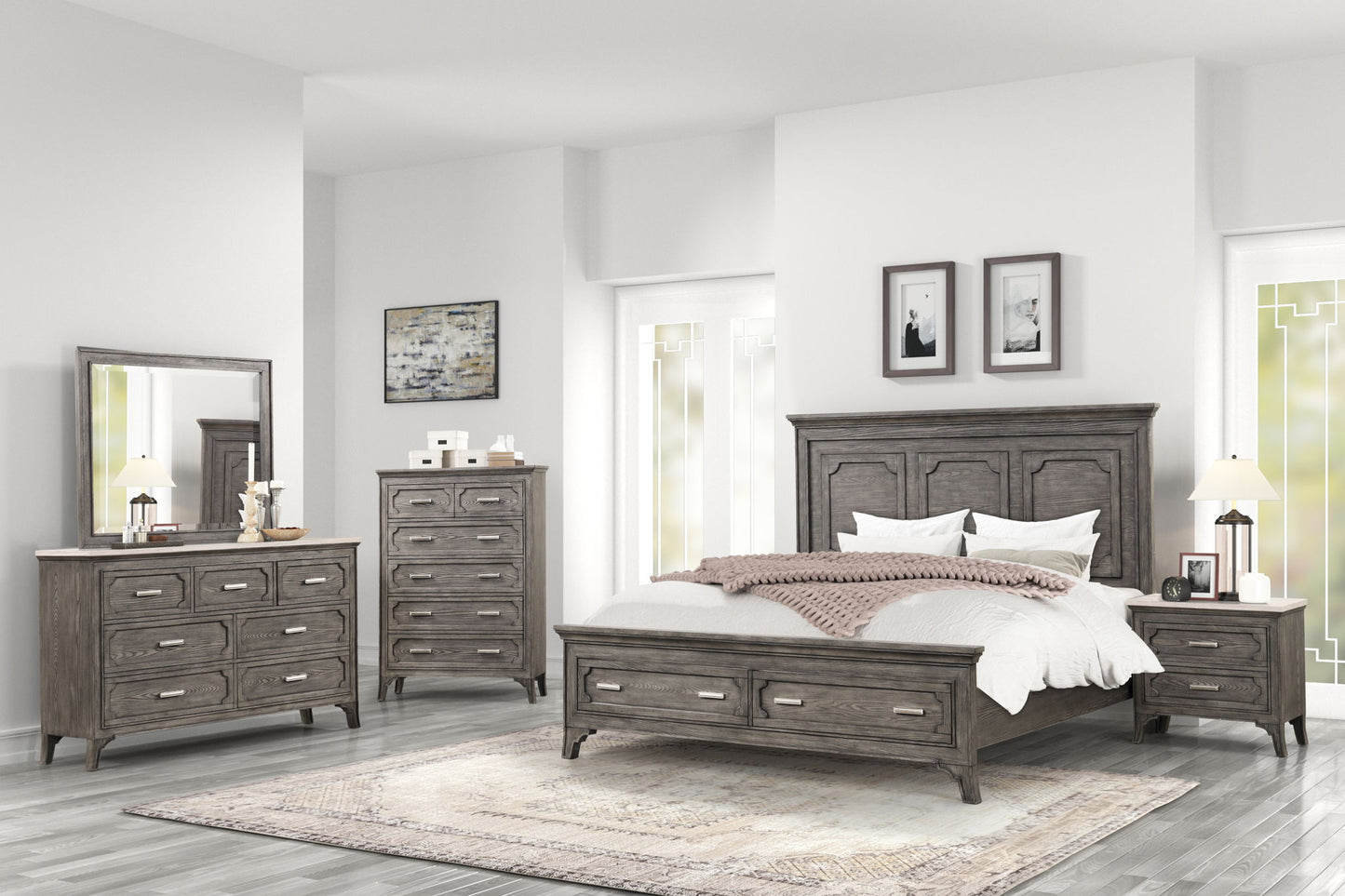 Lisbon - Marble Top Nightstand - Gray
