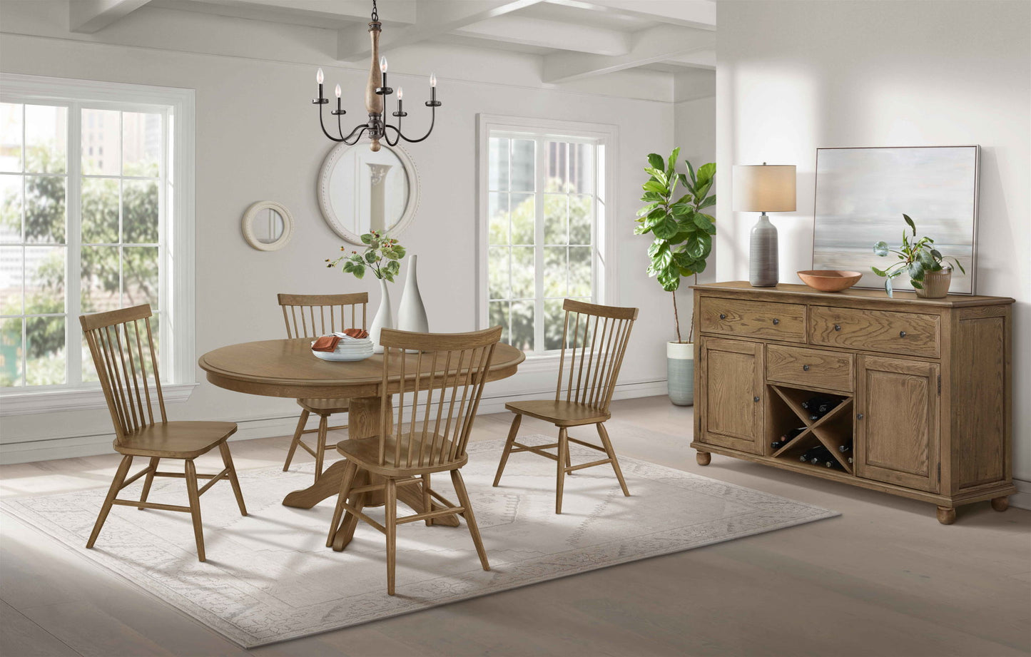 Colonial Oak - Round Pedestal Table - Weathered Chestnut