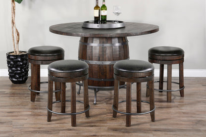 Round 5 Piece Pub Table With Wine Barrel Set