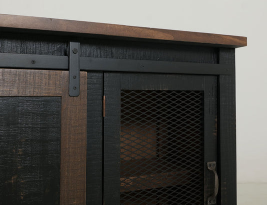Pueblo Black - TV Stand / Console / Wall Unit - Black / Medium Brown