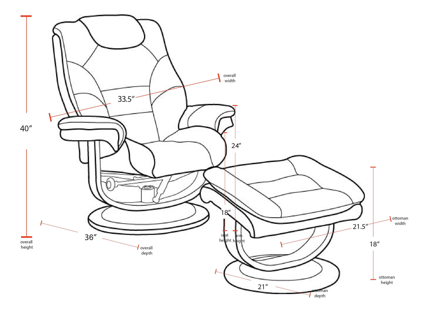 Monarch - Manual Reclining Swivel Chair and Ottoman