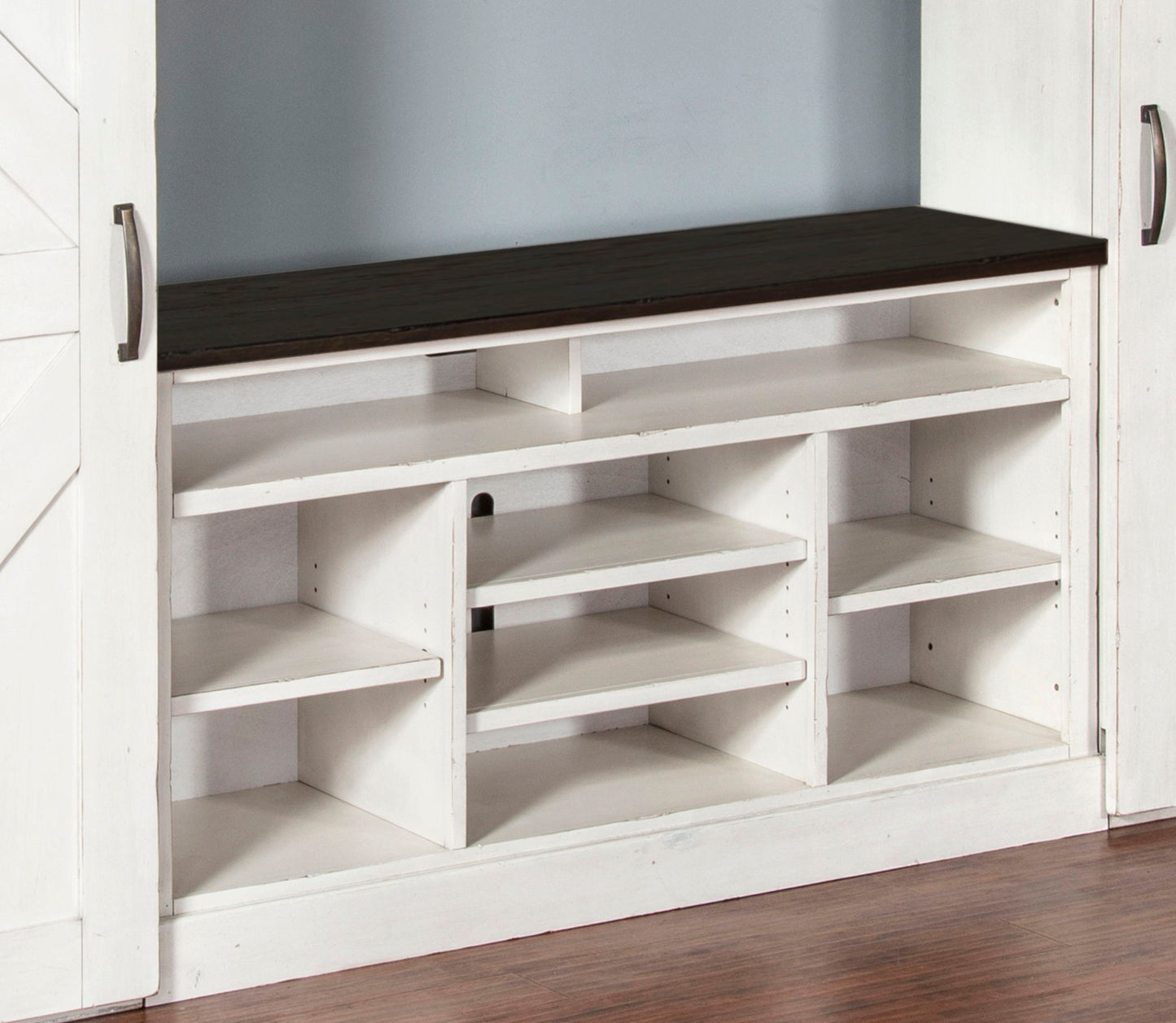 Carriage House - 109" Entertainment Wall - Cottage White / Europen Dark