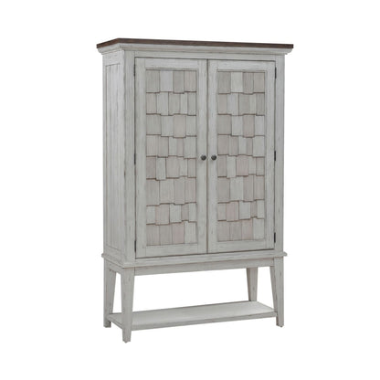 River Place - Bar Cabinet - Riverstone White & Tobacco
