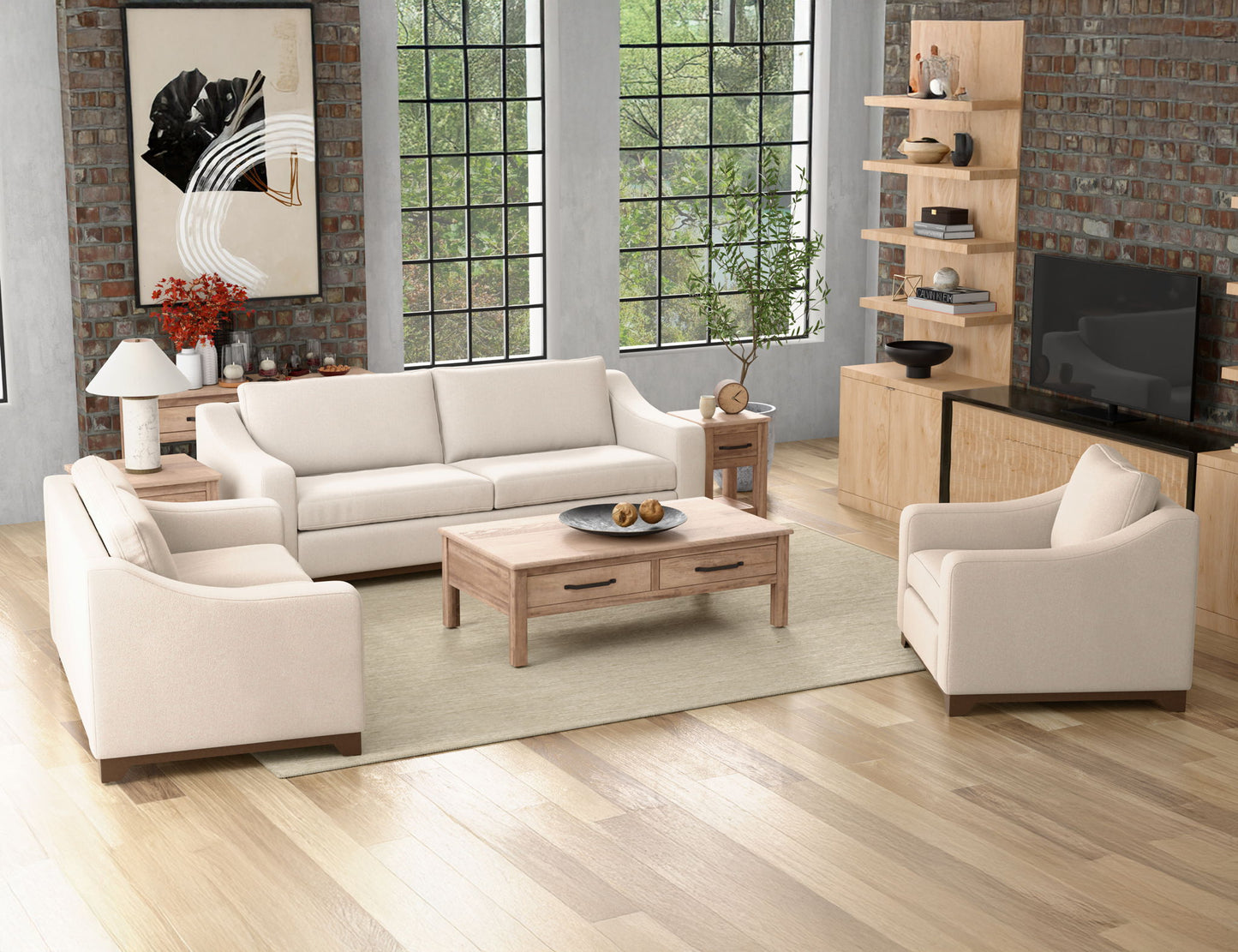Natural Parota - Loveseat - Mink Withe