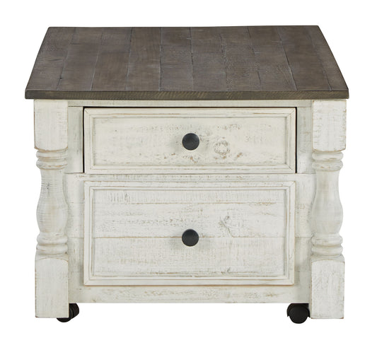 Havalance - White / Gray - Lift Top Cocktail Table with Storage Drawers