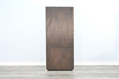 Two-Tone Display Cabinet With Glass Doors - Buckskin / Marble White