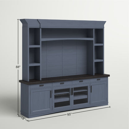 Americana Modern - TV Console with Hutch and LED Lights