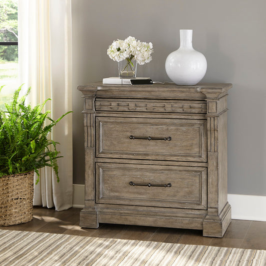Town & Country - Bedside Chest With Charging Station - Medium Brown
