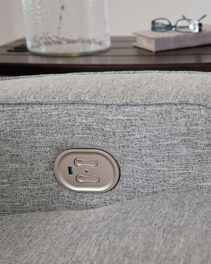 Biscoe - Pewter - Power Recliner /Adj Headrest