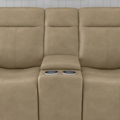Odell - Power Reclining Loveseat With Console, Power Headrests & Lumbar - Stone