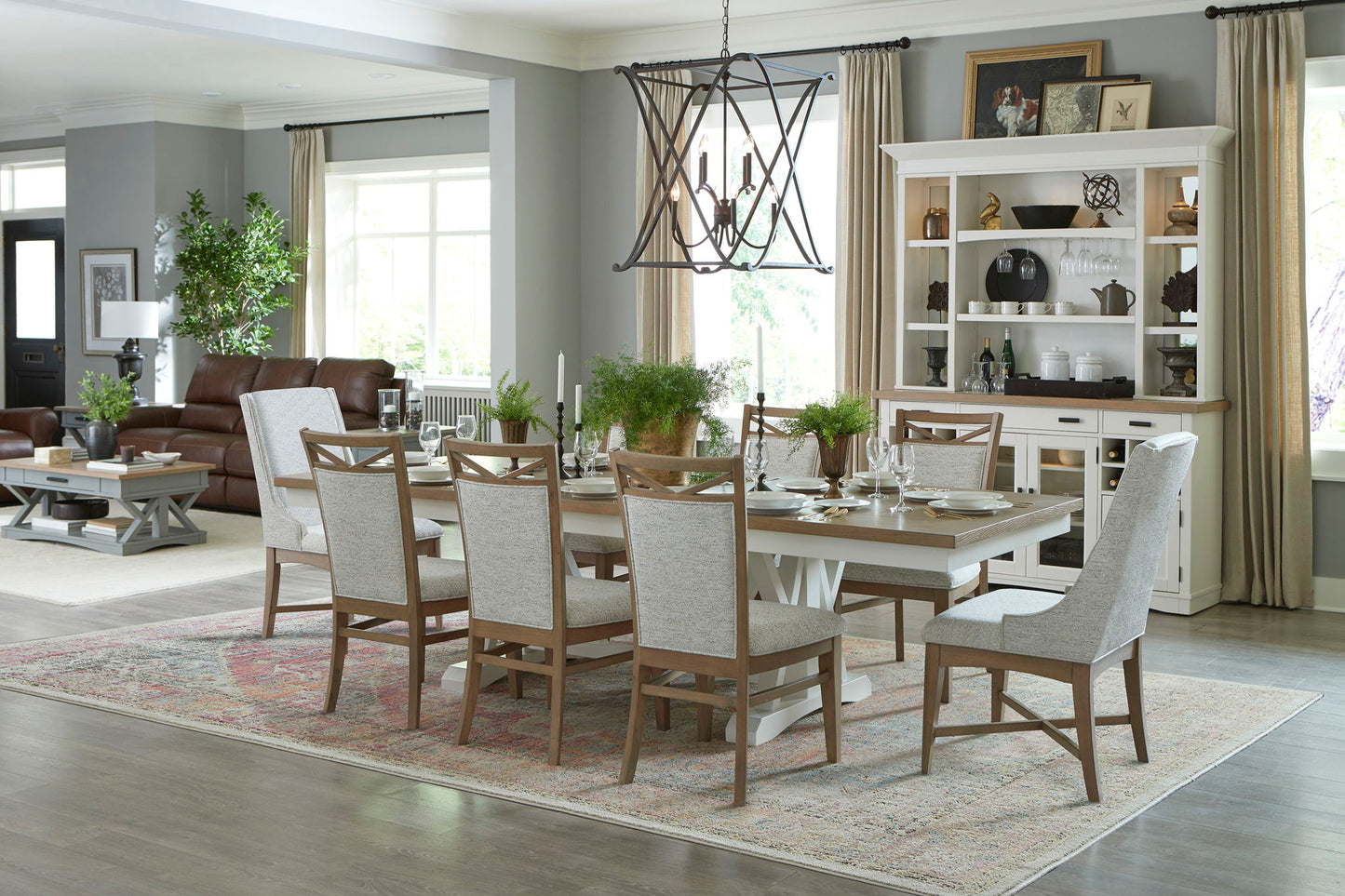 Americana Modern Dining - Trestle Dining Table With Extensions - Cotton