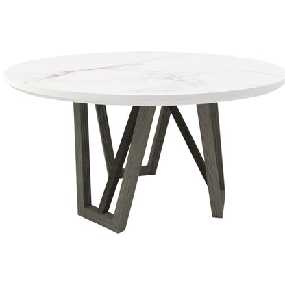 Pure Modern Dining - 54" Round Table With Wood Base - Moonstone