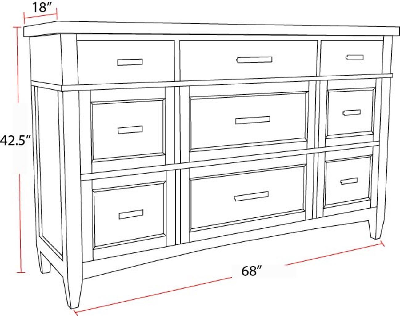 Americana Modern Bedroom - 9 Drawer Dresser