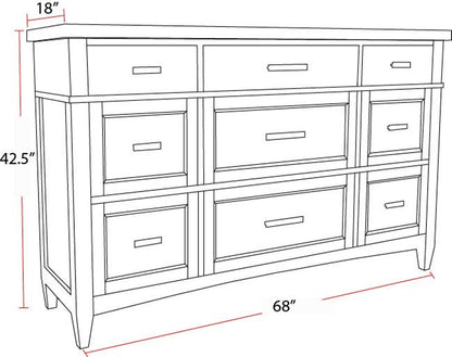 Americana Modern Bedroom - 9 Drawer Dresser