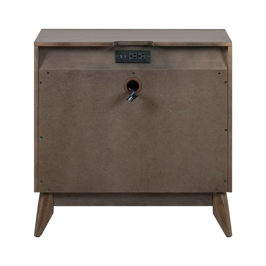 Century Modern - Nightstand With Charging Station - Light Brown