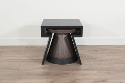 Malibu - Nesting Accent Table Set With Round Wood Stool - Weathered Rum