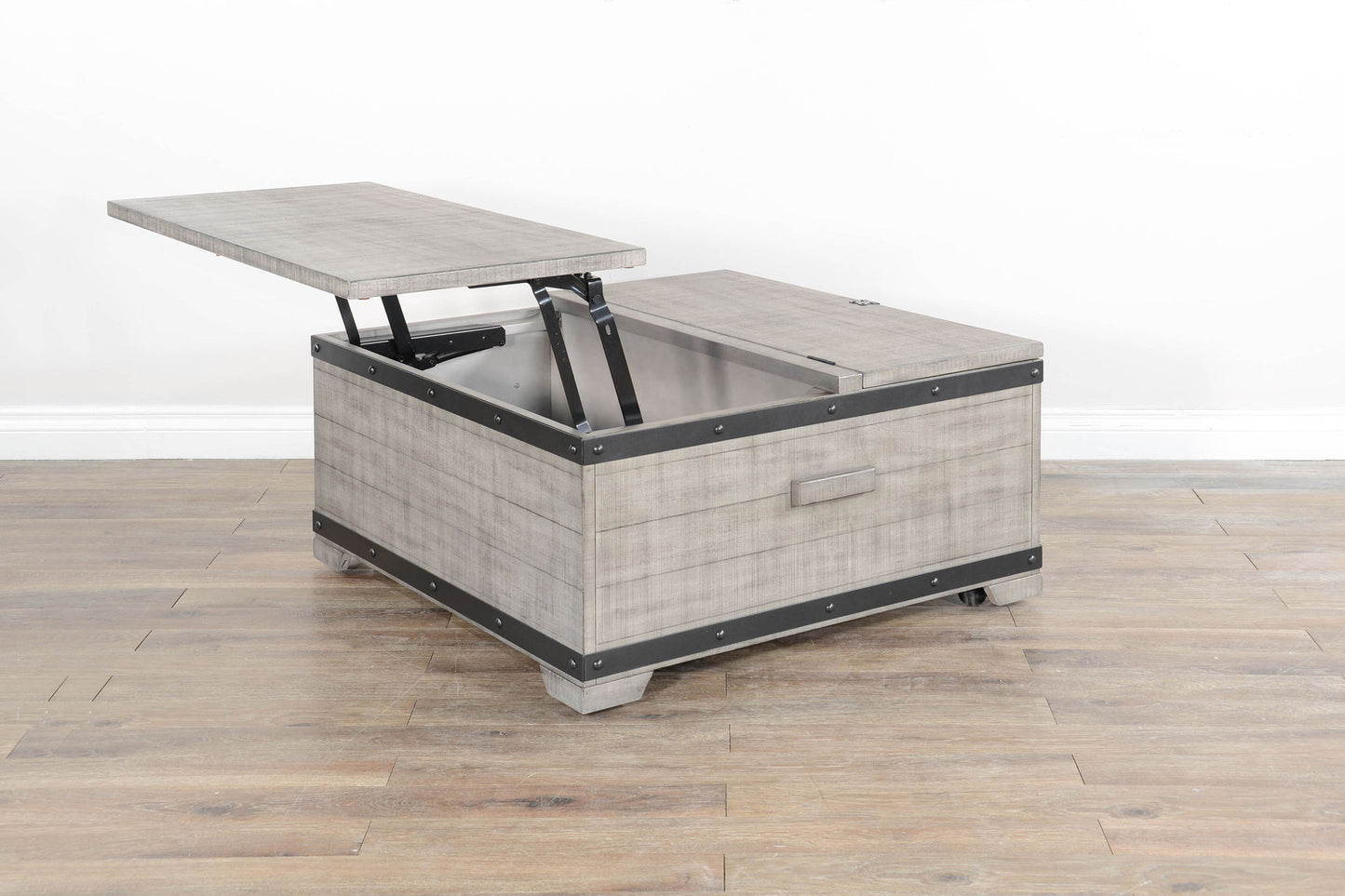 Alpine - Mahogany Wood Coffee Table With Lift Top And Casters - Gray